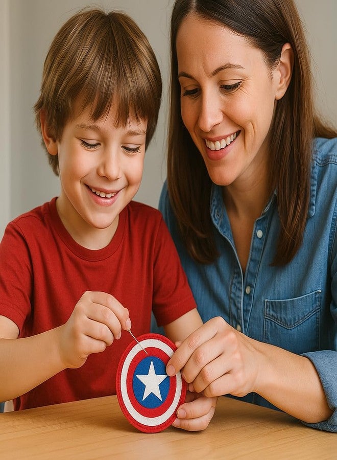 iCraft DIY Felt Keychain Kit for Kids - Easy Sew Plush Craft for Fine Motor Skills & Parent-Child Fun - Ages 6-12 (Captain America) - Image 3